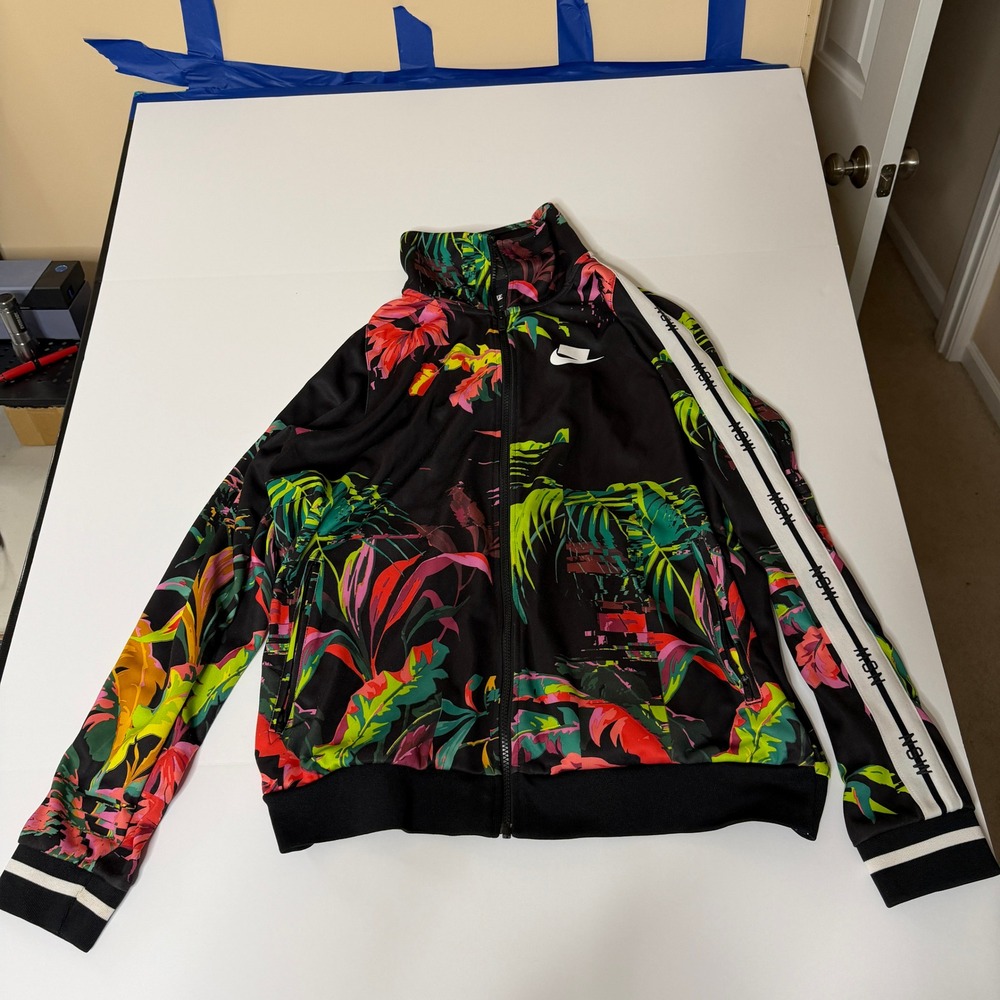 Nike Sportswear NSW Track Jacket Floral Tropical Print Black Multicolor Large